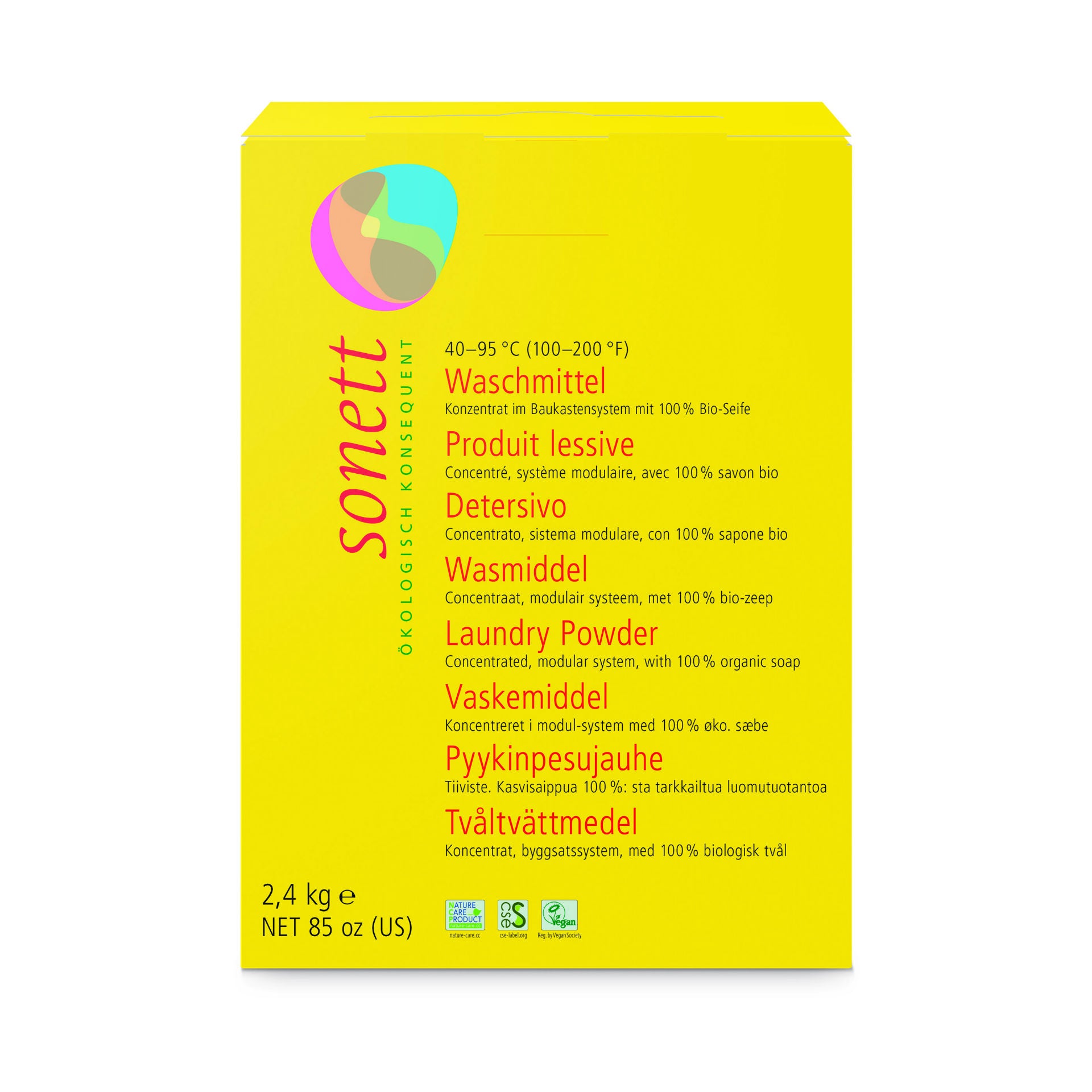 SONETT Lessive Poudre 2.4 kg Efficace 40°C 95°C | Nettoyage Profond