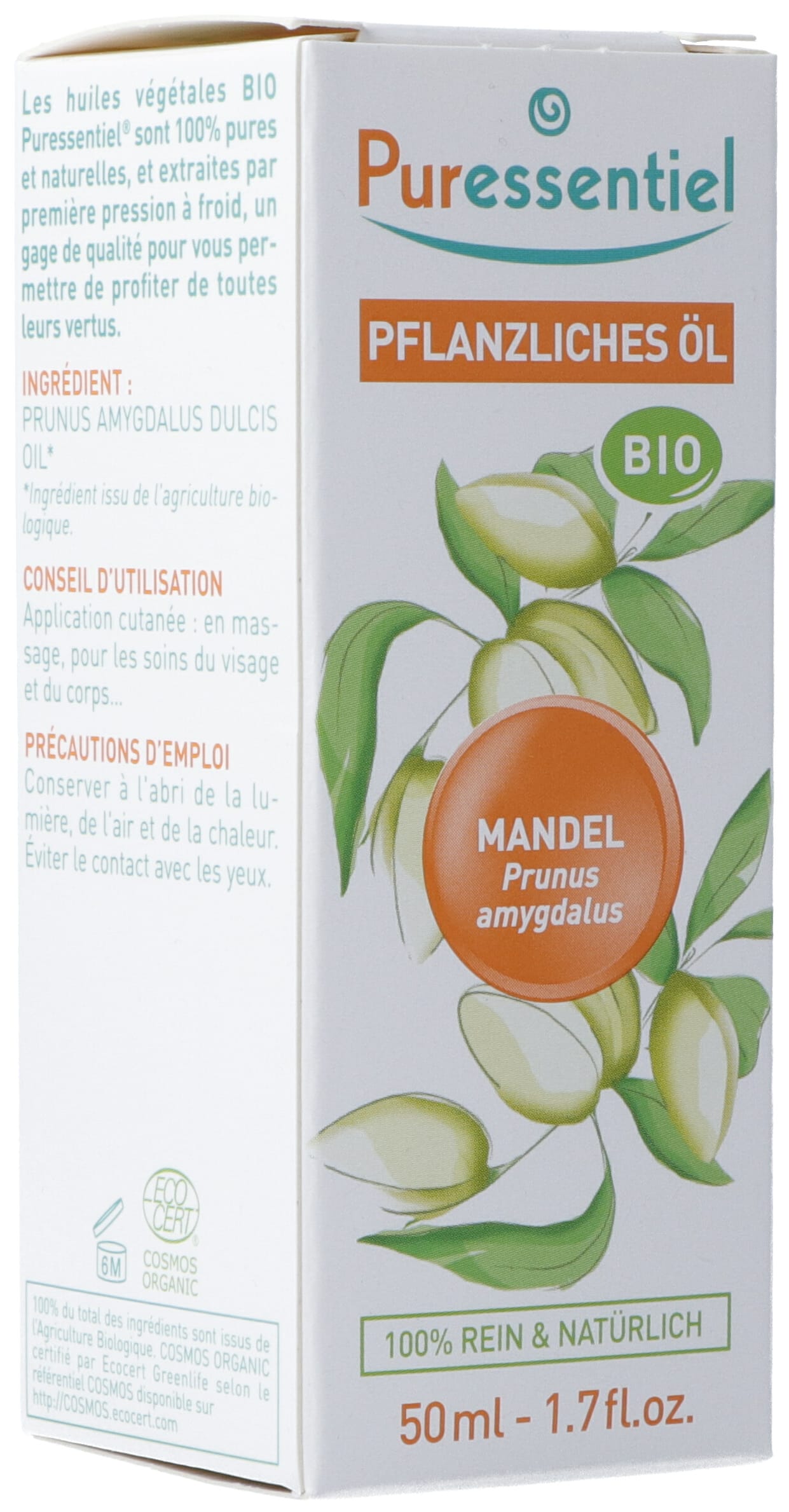 PURESSENTIEL huile végétale amande douce bio 50 ml