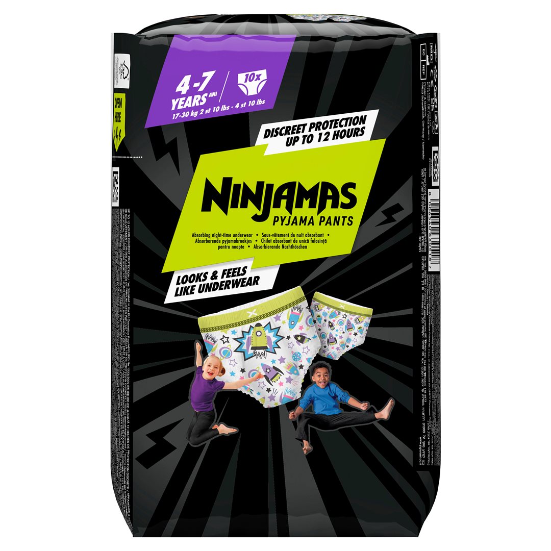 Pampers Ninjamas Culotte Pyjama Garçon 4-7 ans 10 Pièces | Protection Nuit