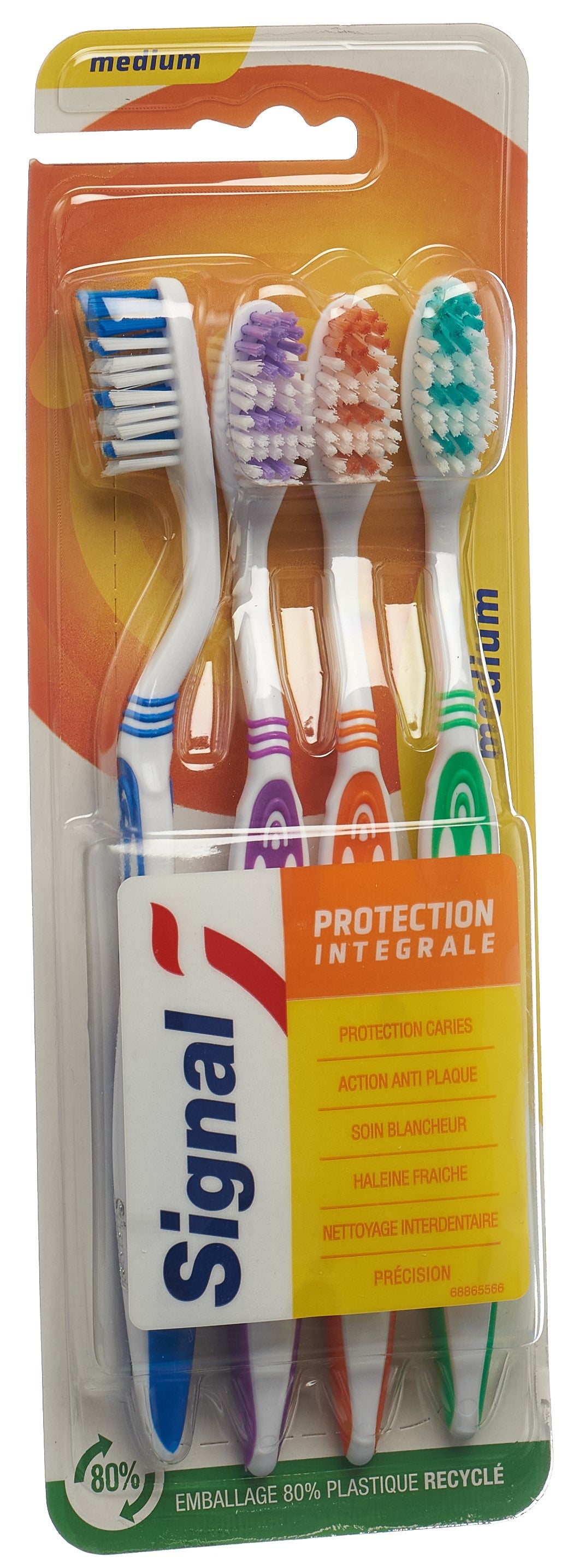 SIGNAL Brosse à Dents Medium 4 Family Lot de 4 | Soin Buccal Efficace