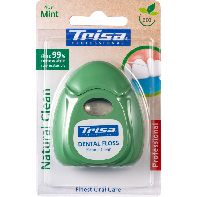 TRISA Natural Clean Fil Dentaire Menthe 40m Soin Buccal Complet