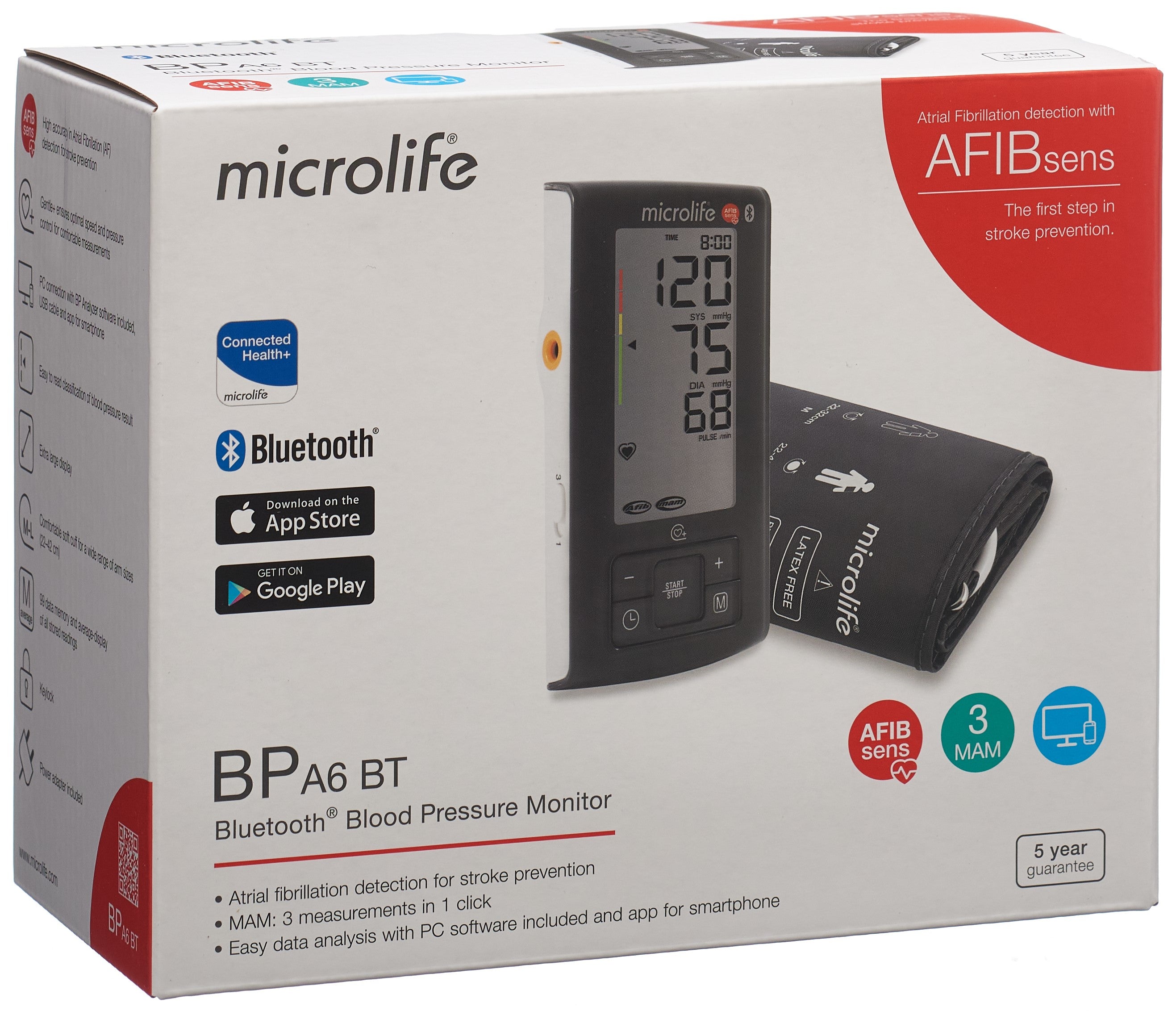 MICROLIFE Tensiomètre Afib A6 Bluetooth Noir | Mesure Précise