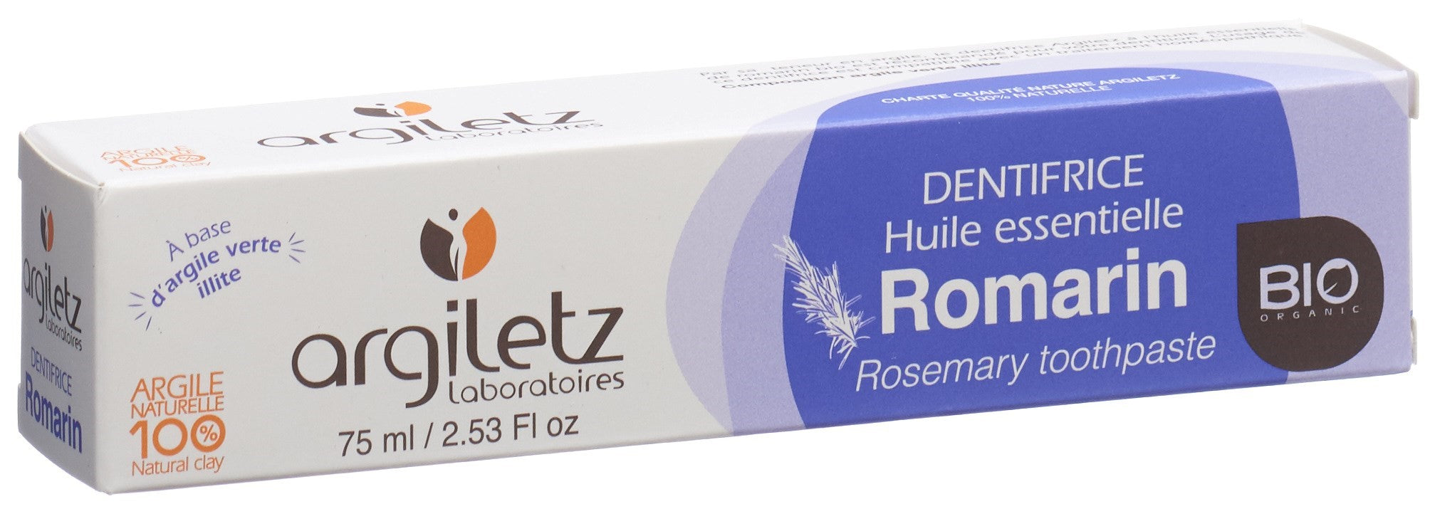 ARGILETZ Dentifrice Romarin Bio Soin Naturel 75 ml