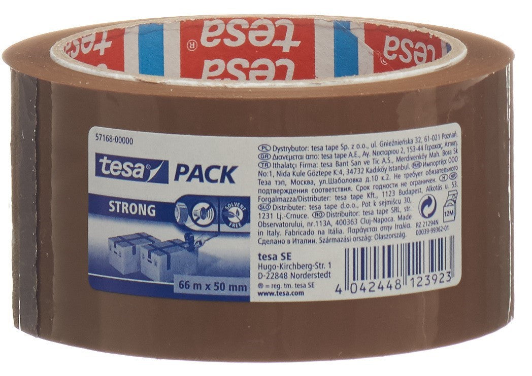 TESA Bande Adhésive Emballage PP Brun 66 m x 50 mm Forte Tenue | Rouleau