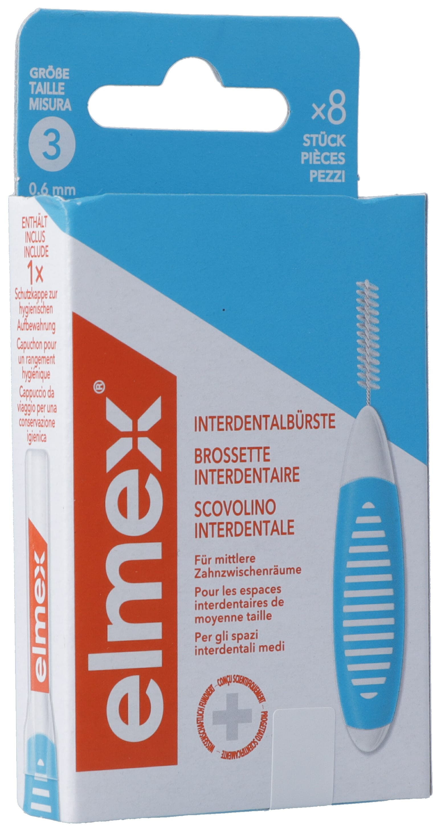 ELMEX Brossettes Interdentaires 0.6mm Nettoyage Profond | Lot de 8