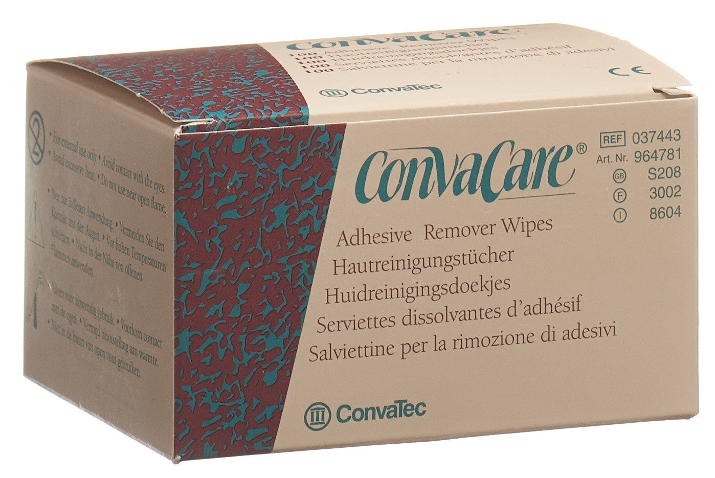CONVACARE Serviettes Nettoyantes Douces 3x7cm Blanc 100 Sachets