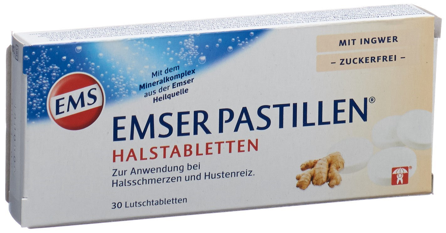 EMSER Pastilles Sans Sucre Gingembre Soulagement Gorge | 30 Pièces