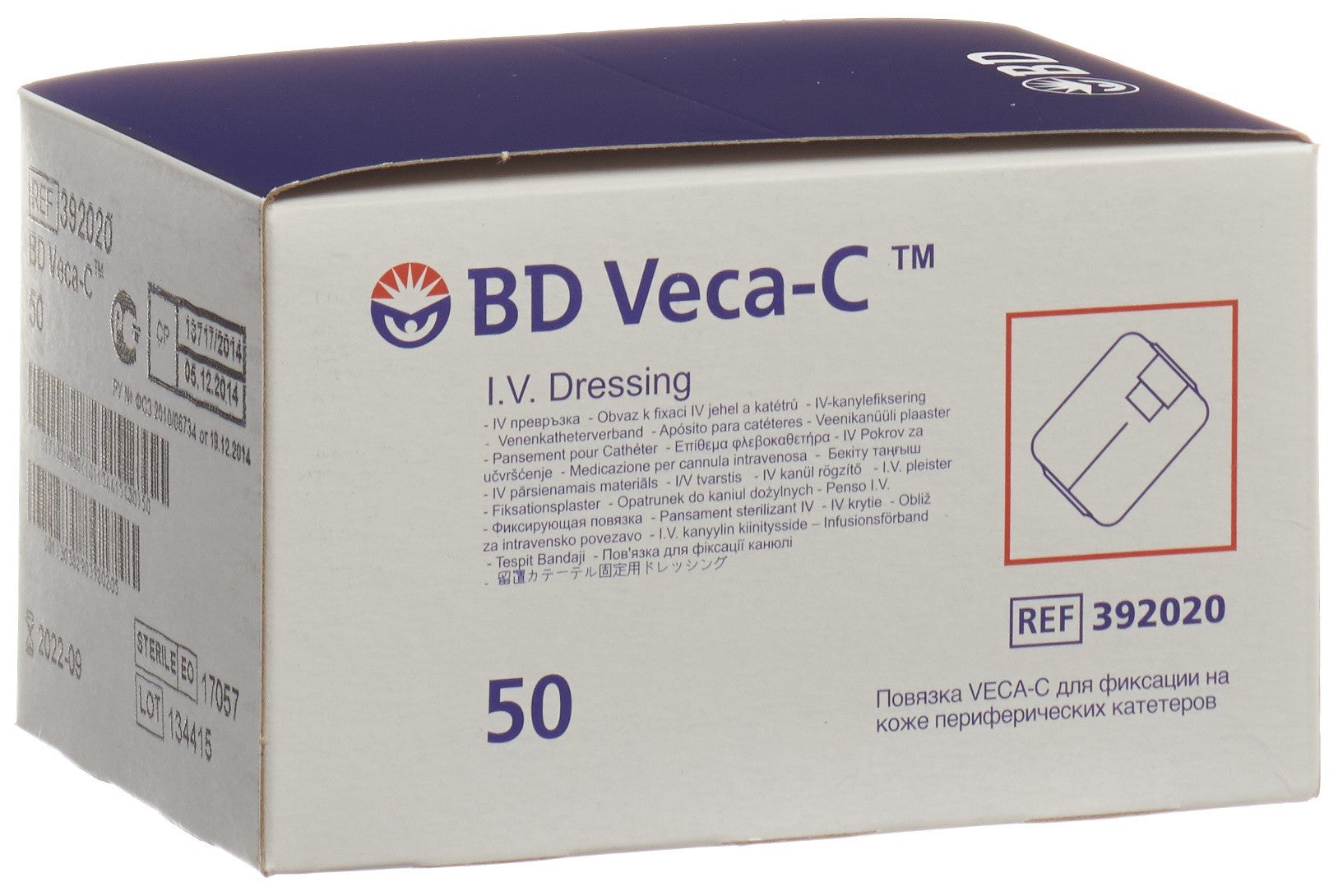 BD VECA-C pansement cathéter avec fenêtre 50 pce