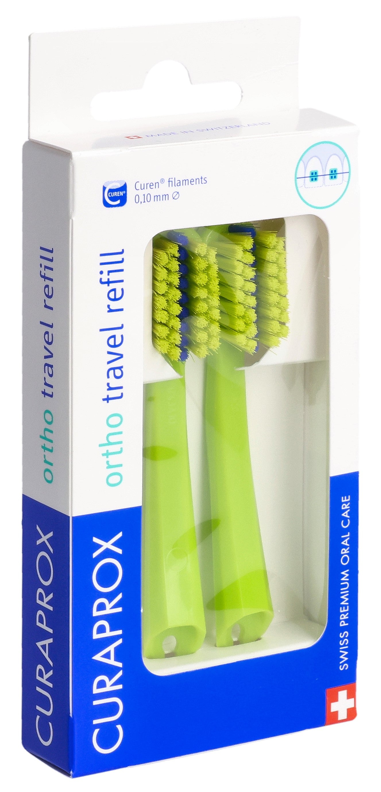 CURAPROX CS 5460 Set Voyage Orthodontie Brosse à Dents Recharge Vert | Pack Pratique