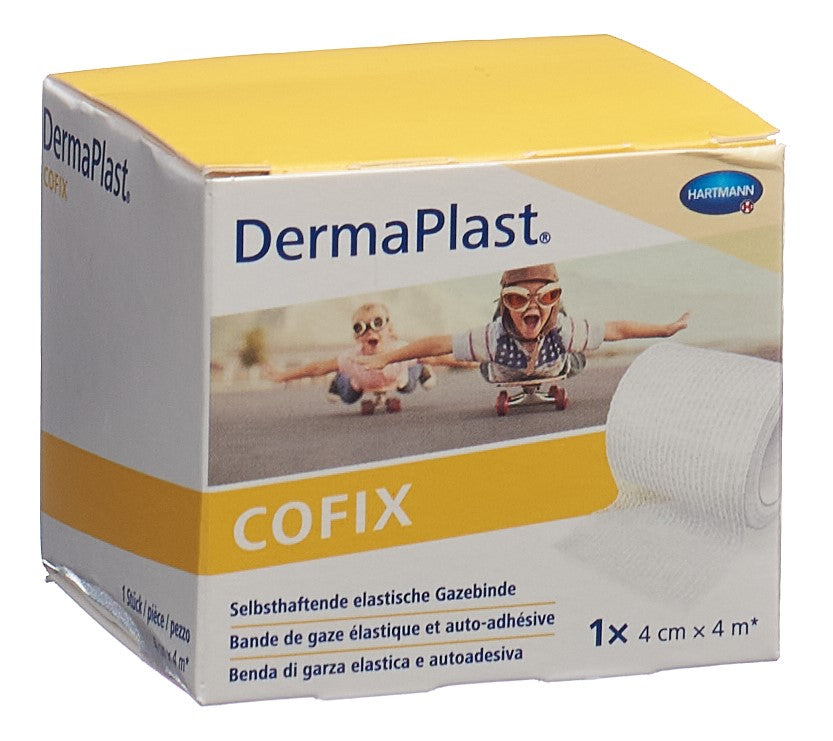 DERMAPLAST CoFix Pansement Compressif 4 cm x 4 m Blanc | Fixation Douce