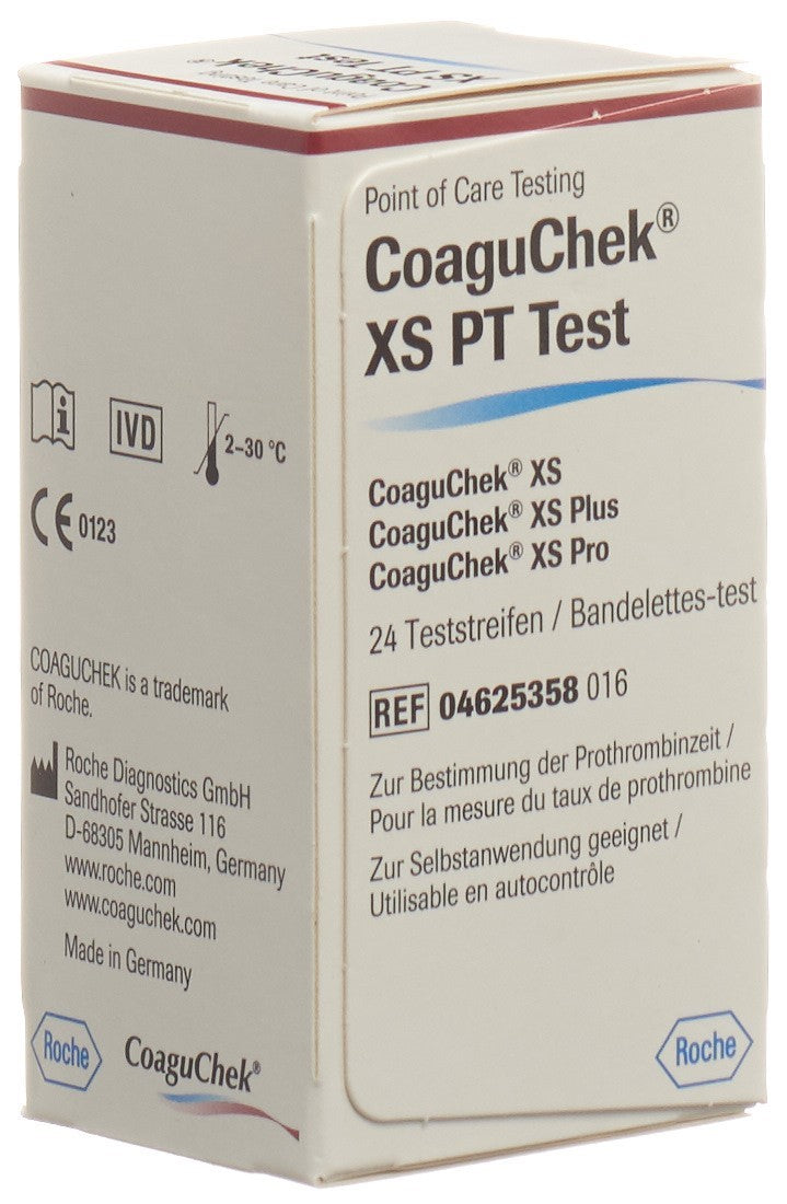 CoaguChek XS PT Bandelettes Réactifs Coagulation Sanguine | 24 Pièces