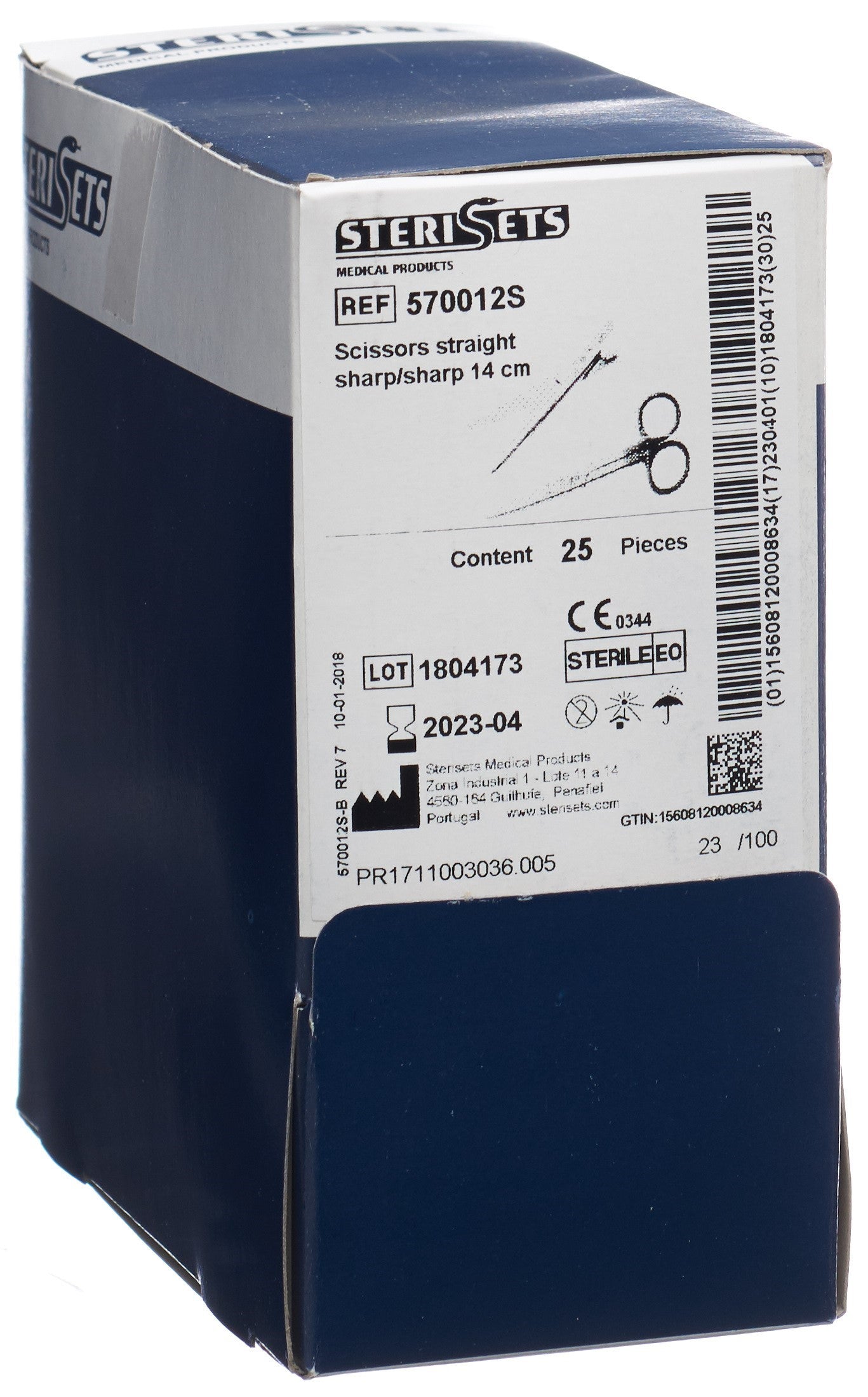 AICHELE 1x ciseaux chir dro 14cm po/po st 25 pce