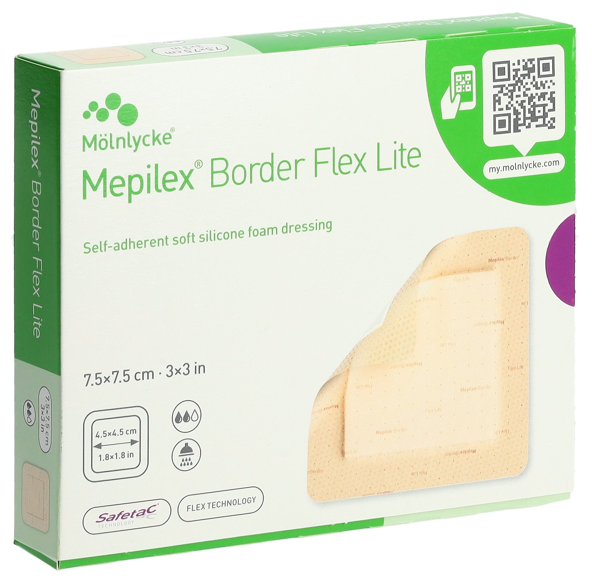 Mölnlycke MEPILEX Border Flex Lite Pansement Adhésif 7.5 x 7.5 cm 5 pièces