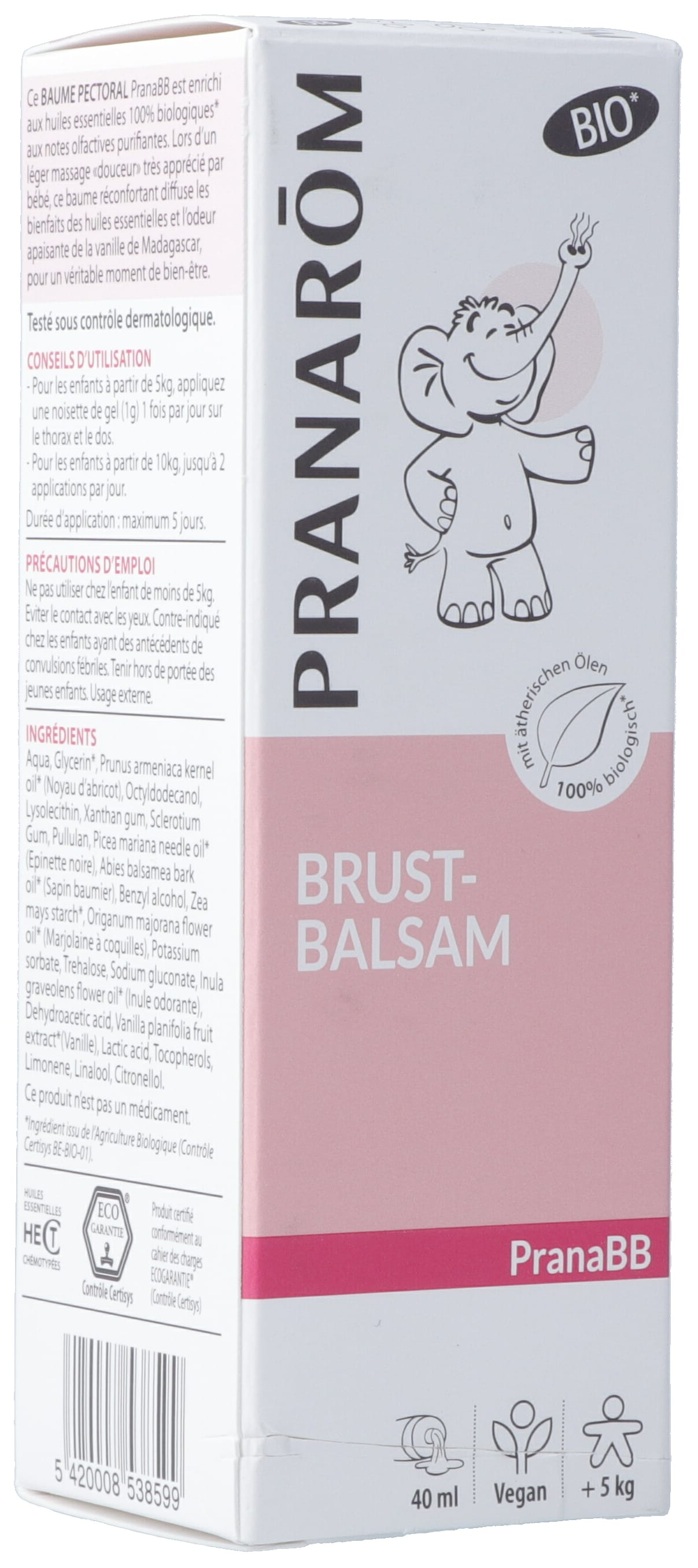 PRANAROM PranaBB Baume Pectoral Bio | Respiration Facile 40 ml