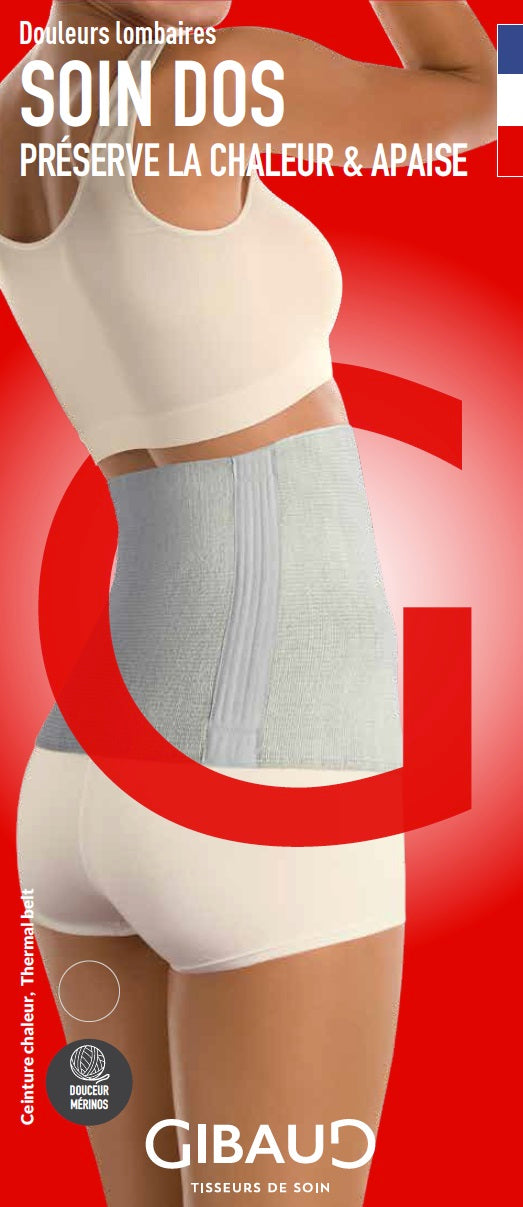 GIBAUD Ceinture Chaleur L 25cm Anthracite | Soulage Douleurs Dorsales