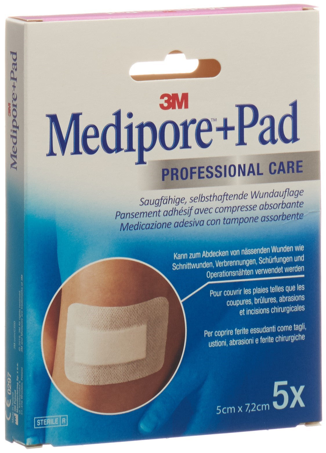 3M MEDIPORE+PAD 5x7.2cm compresse 2.5x3.8cm 5 pce