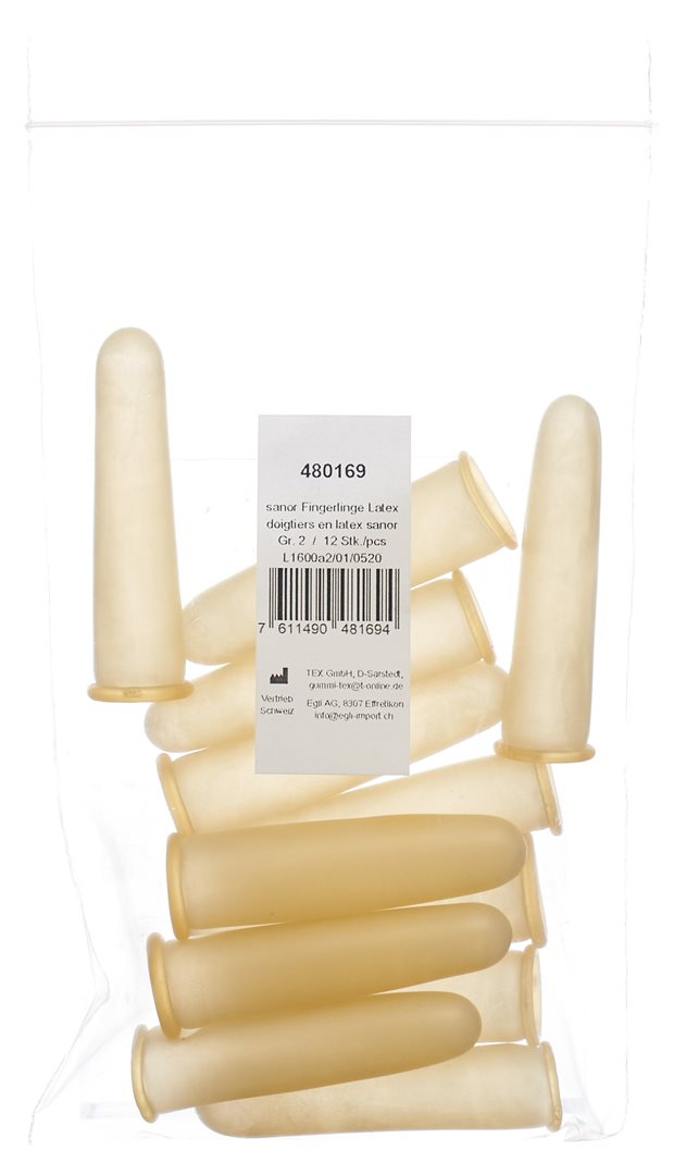 SANOR Doigtier Latex Légerement Poudré Taille 2 | 12 Pièces