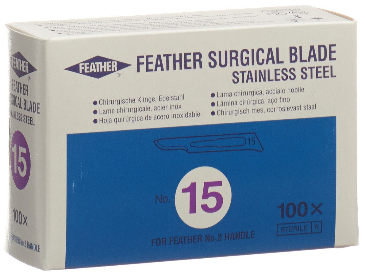 FEATHER Lames Scalpel Stériles N°15 100 Pièces | Chirurgie Précise