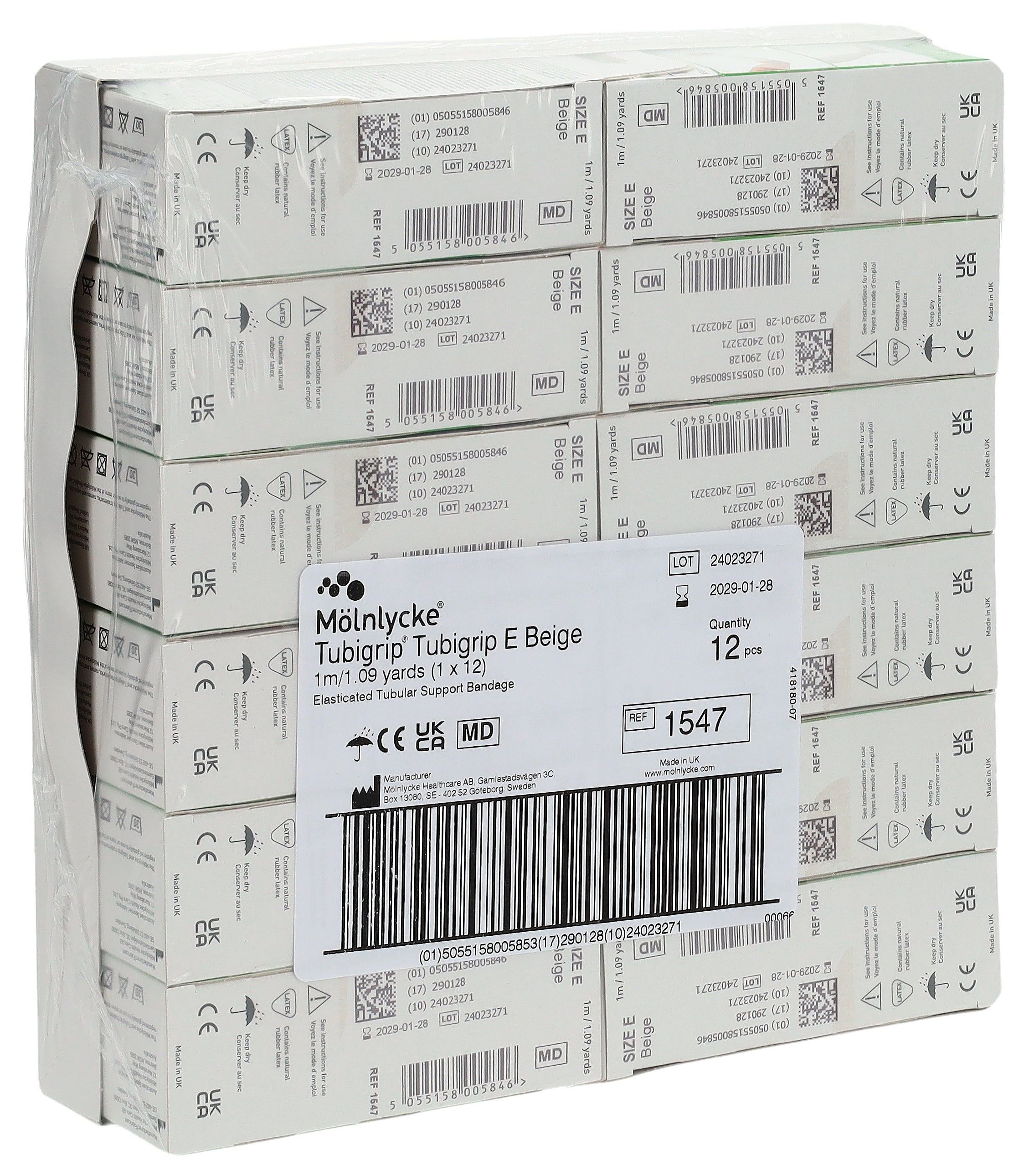 TUBIGRIP Bandage Tubulaire E 1m x 8.75cm Lot de 12 | Soutien Confort