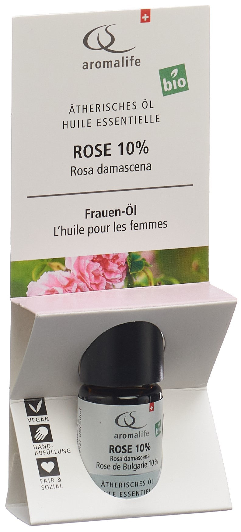 AROMALIFE Huile Essentielle Rose BIO 10% - Soin Visage & Corps | Flacon 5 ml