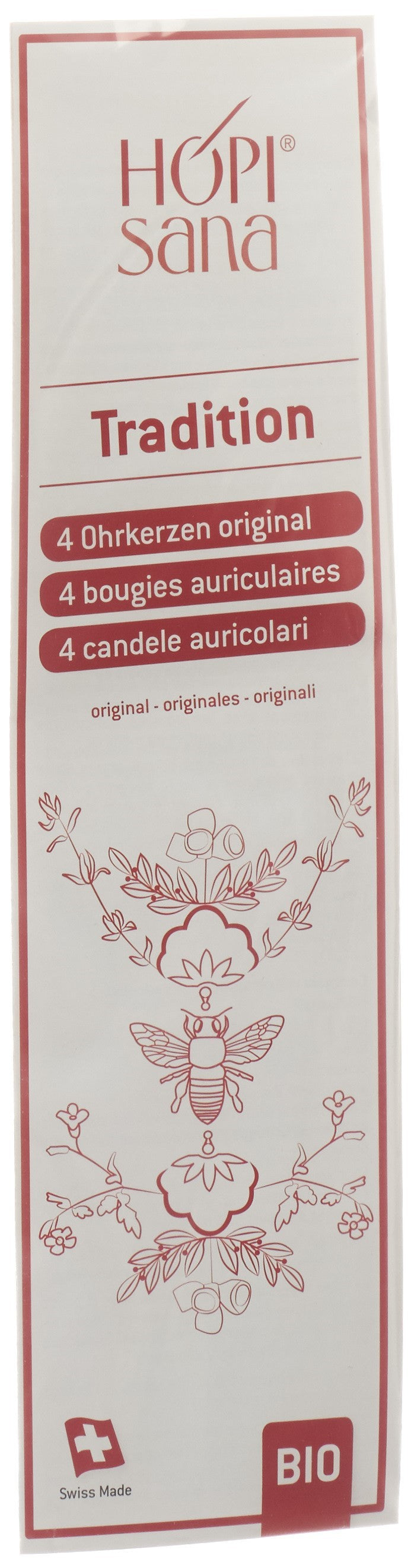 Hopisana Bougies Auriculaires Rouges Anti-Inflammatoires 4 Pièces