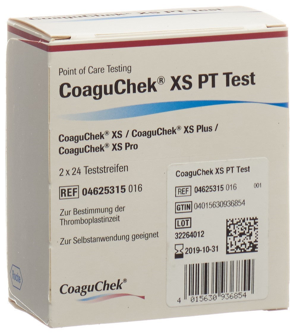 CoaguChek XS PT Bandelettes Réactifs Coagulation Sanguine | 2 x 24 Pièces