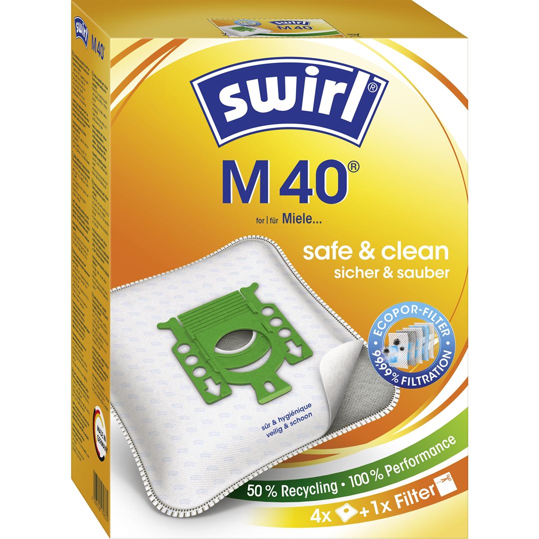 SWIRL Sacs Aspirateur M40 4 Pièces Hygiène & Propreté | Lot de 4