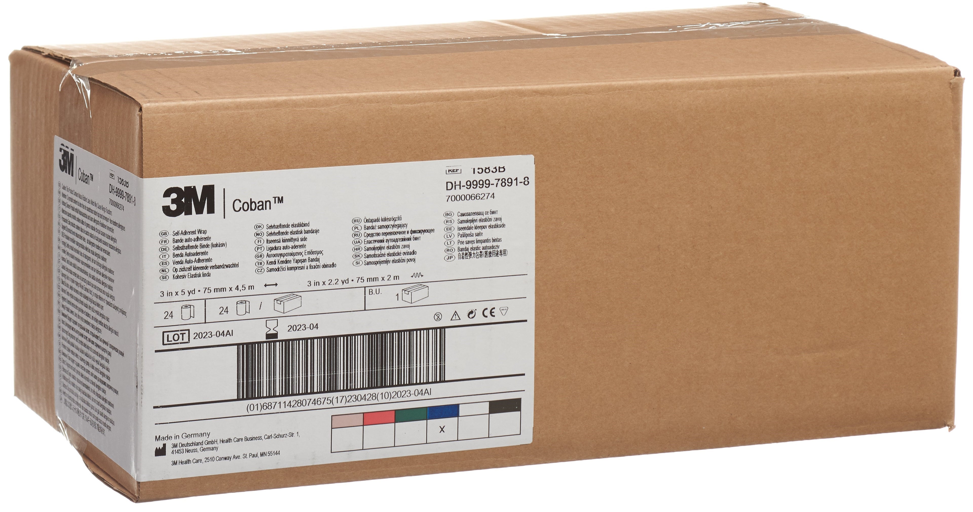 3M COBAN bande adhé 7.6cmx4.57m bleu 24 pce