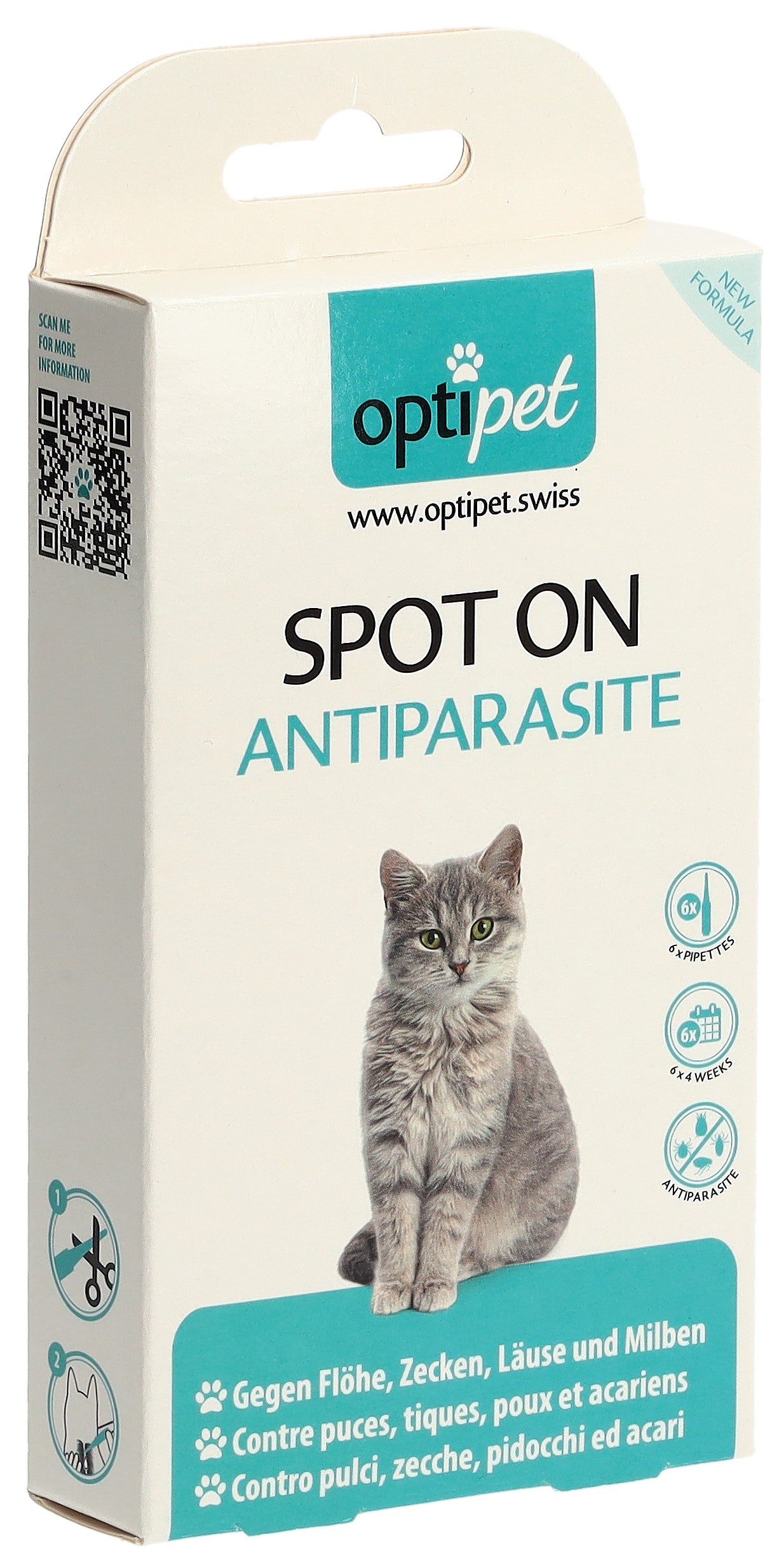 OPTIPET Spot-On Antiparasitaire Chat Protection Durable | 6 x 1 ml