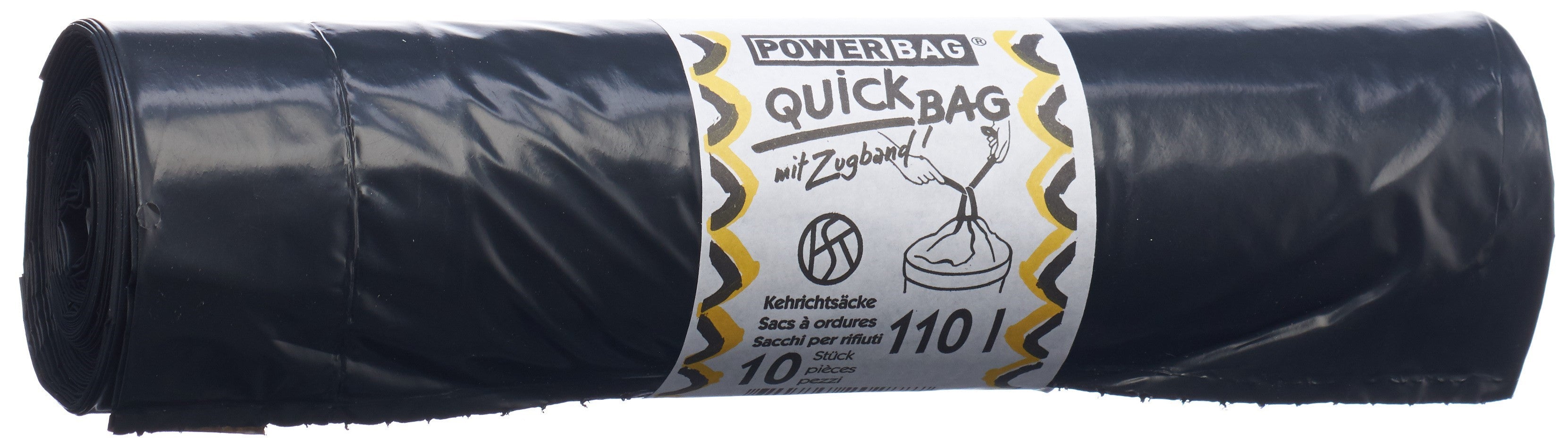 POWERBAG QuickBag Sacs Poubelle 110L OKS 10 Pièces | Résistants