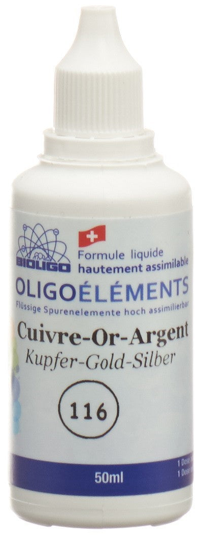 BIOLIGO Oligo-éléments Cuivre Or Argent (116) - Soutien Immunitaire | Flacon 50 ml