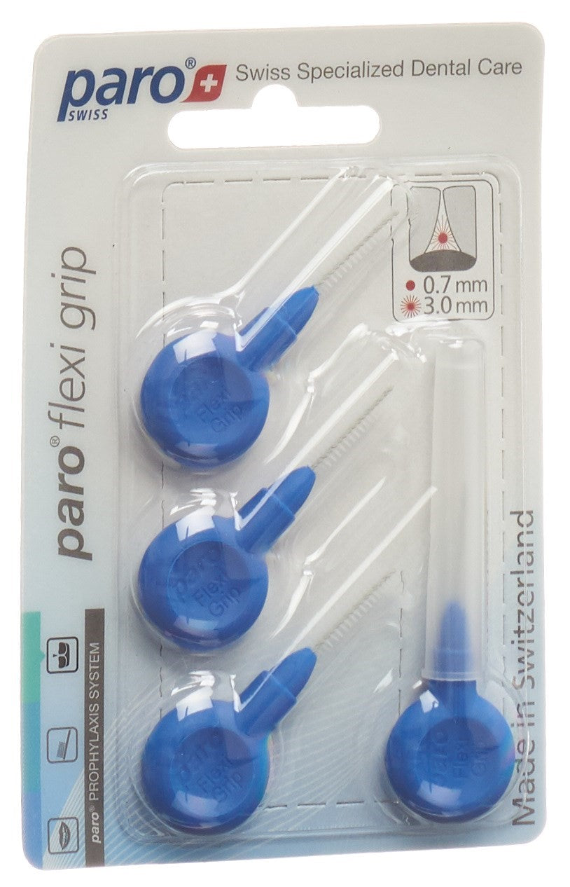 PARO Flexi Grip Brossettes Interdentaires X-Fines Cylindriques Bleues 4 Pcs | Nettoyage Efficace