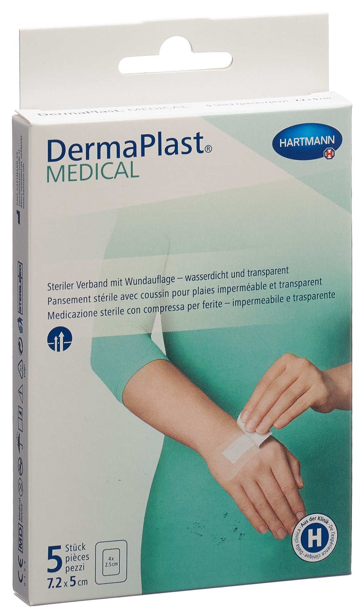 DERMAPLAST Pansement Transparent 7.2 x 5 cm | Cicatrisation Rapide 5 pièces
