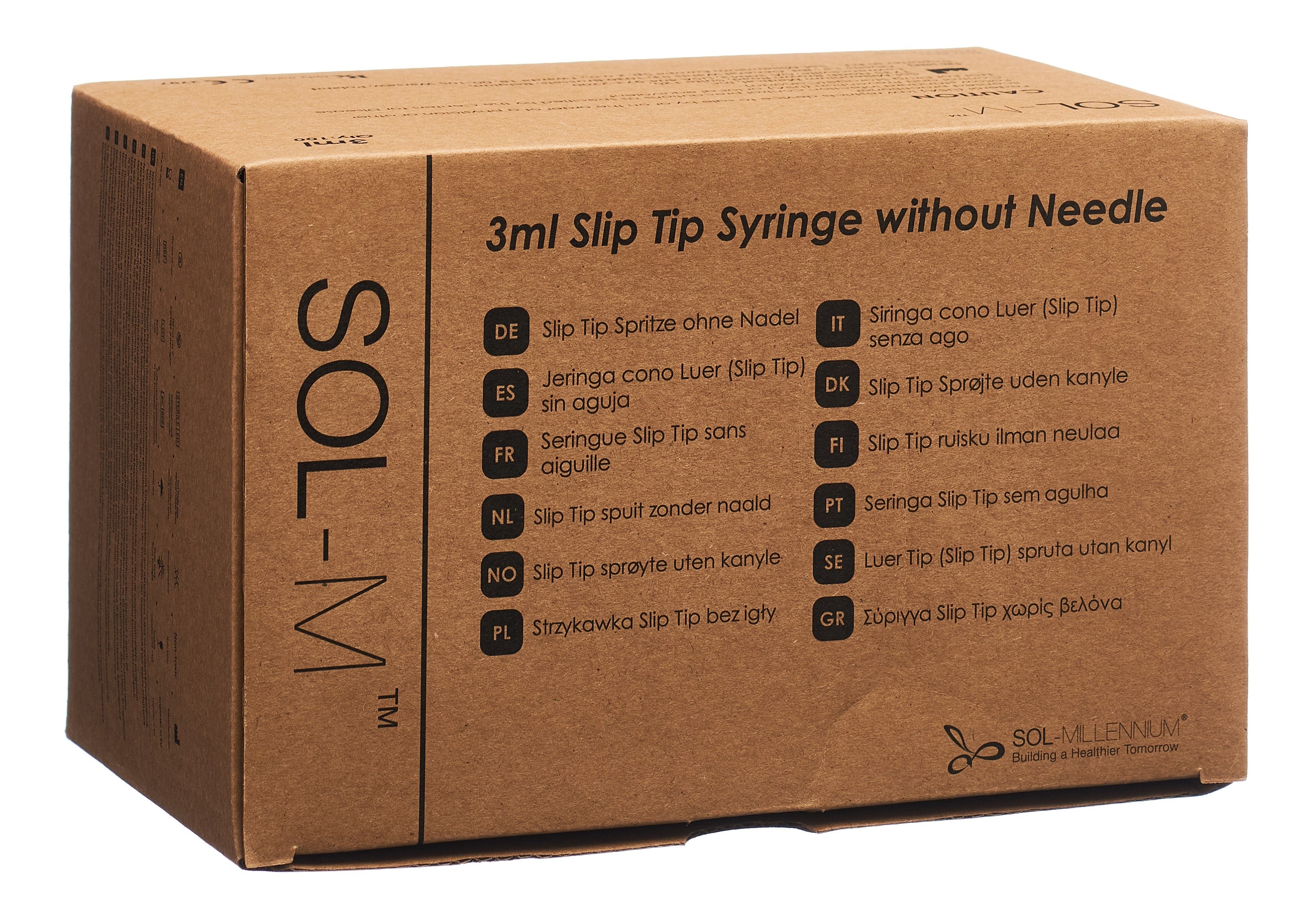 SOL-M Seringues Médicales 3 ml Slip Tip - Lot de 100 | Usage Unique