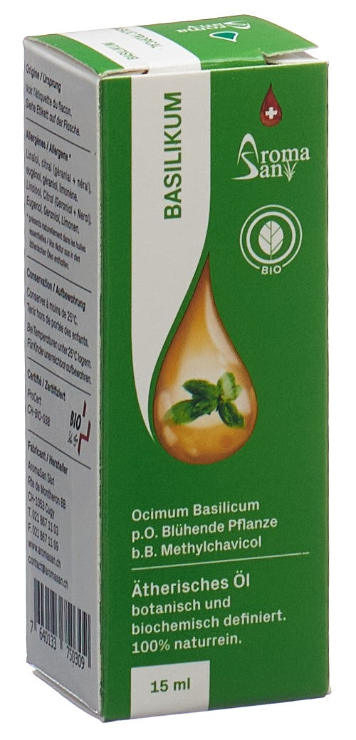 AROMASAN Huile Essentielle Basilic Bio 15 ml | Soin Aromathérapie