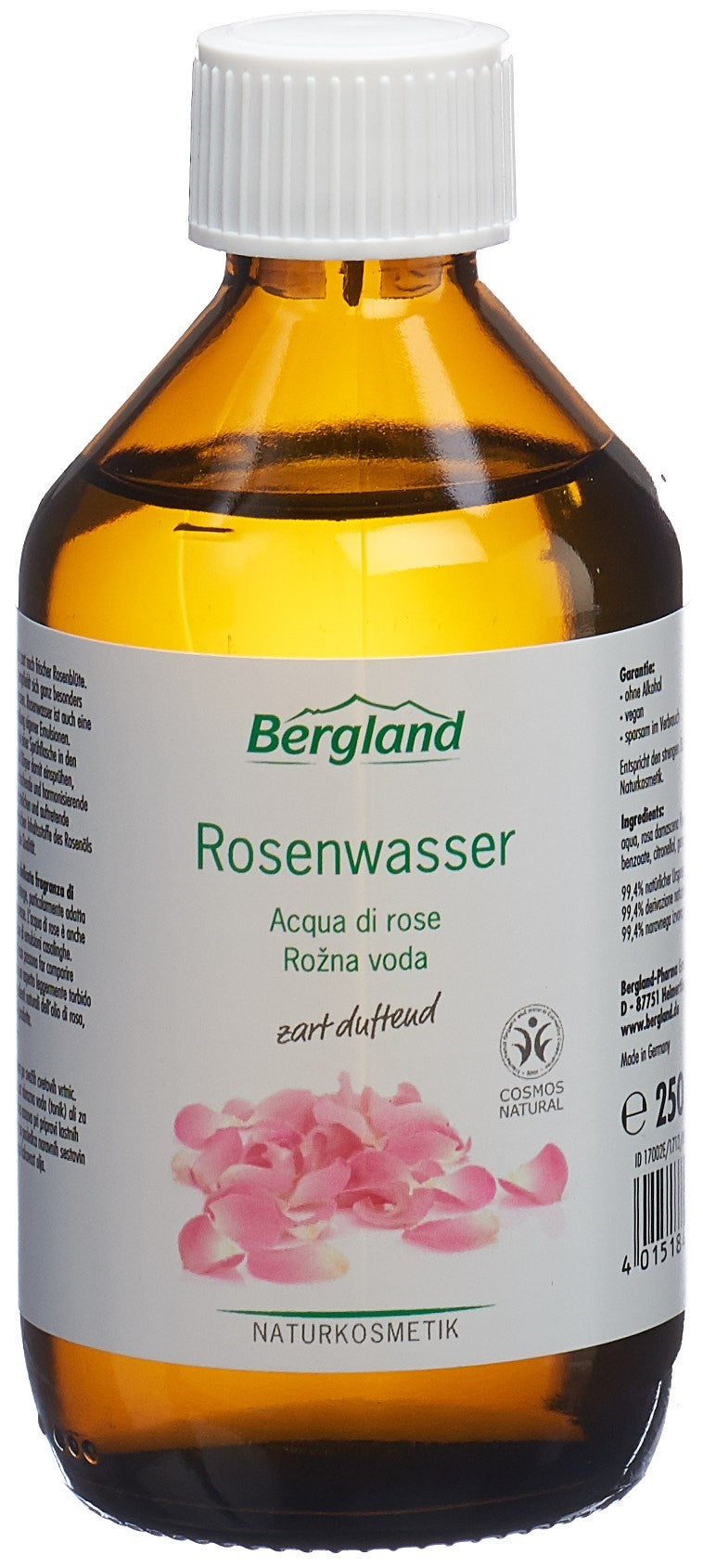 Bergland Eau de Rose Bio 250 ml | Soin Visage Apaisant