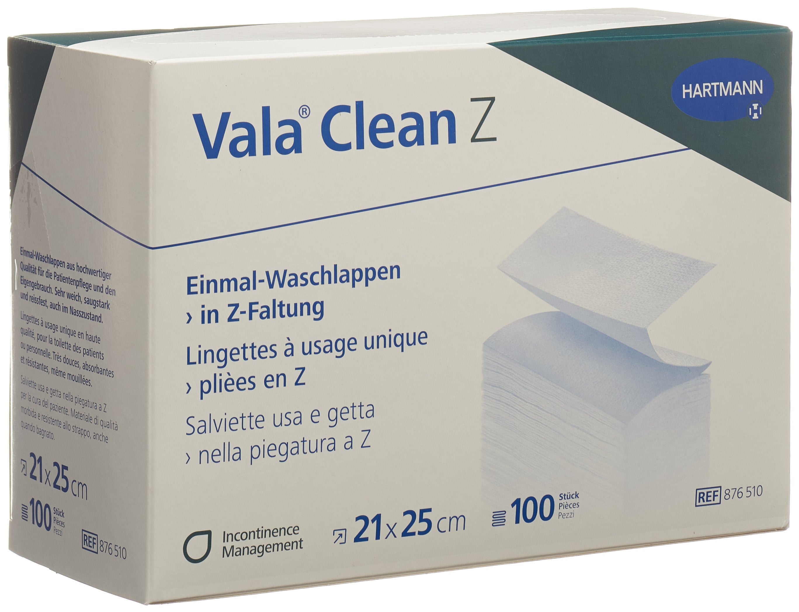 VALACLEAN Z Lingettes Désinfectantes Mains & Surfaces | 100 Lingettes 20x25cm