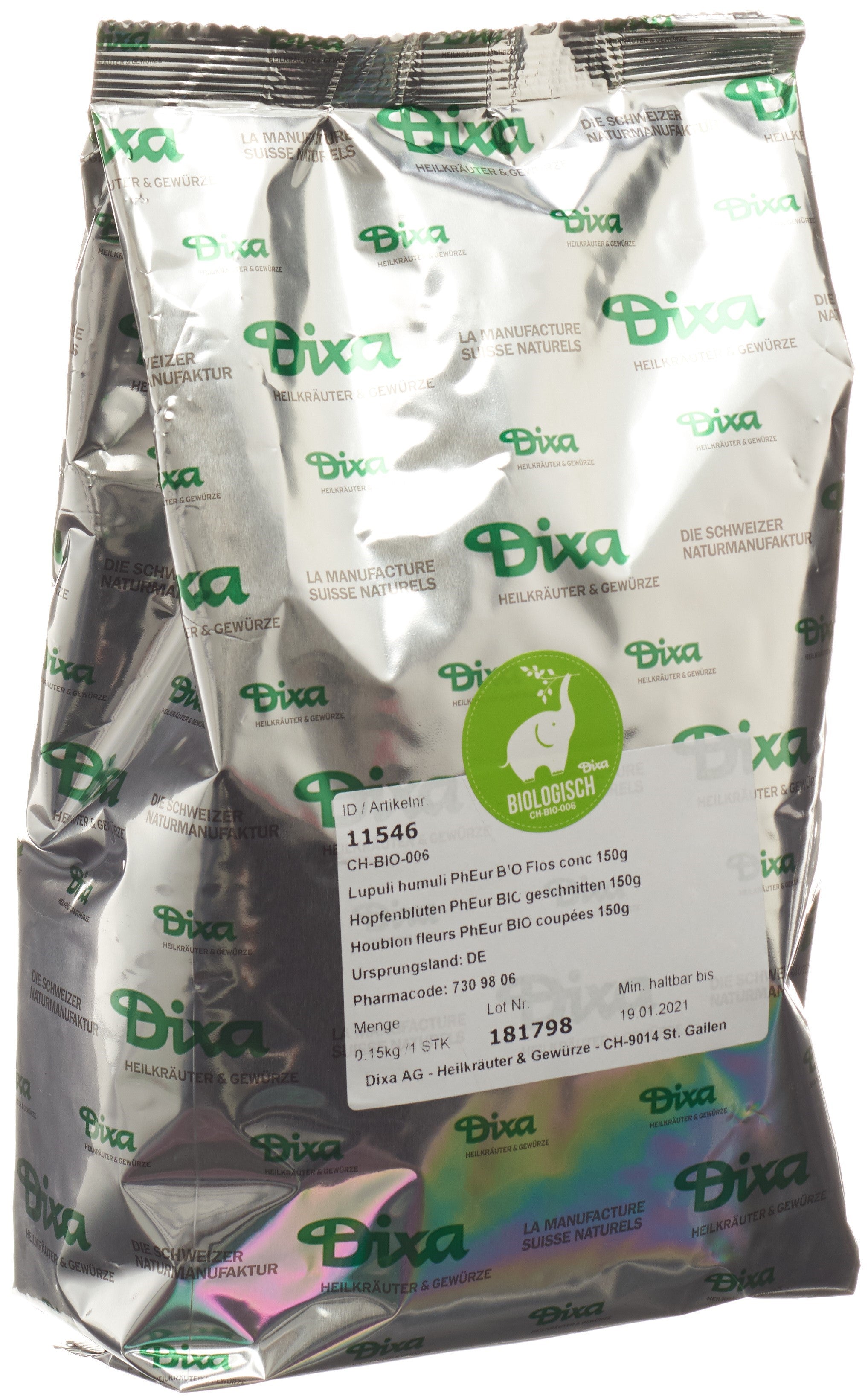 DIXA Houblon BIO Fleurs Coupées Relaxation Sommeil | 150 g