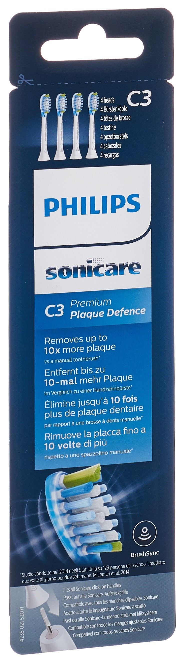 PHILIPS Sonicare Brosse à Dents Recharge C3 Premium | 4 Pièces