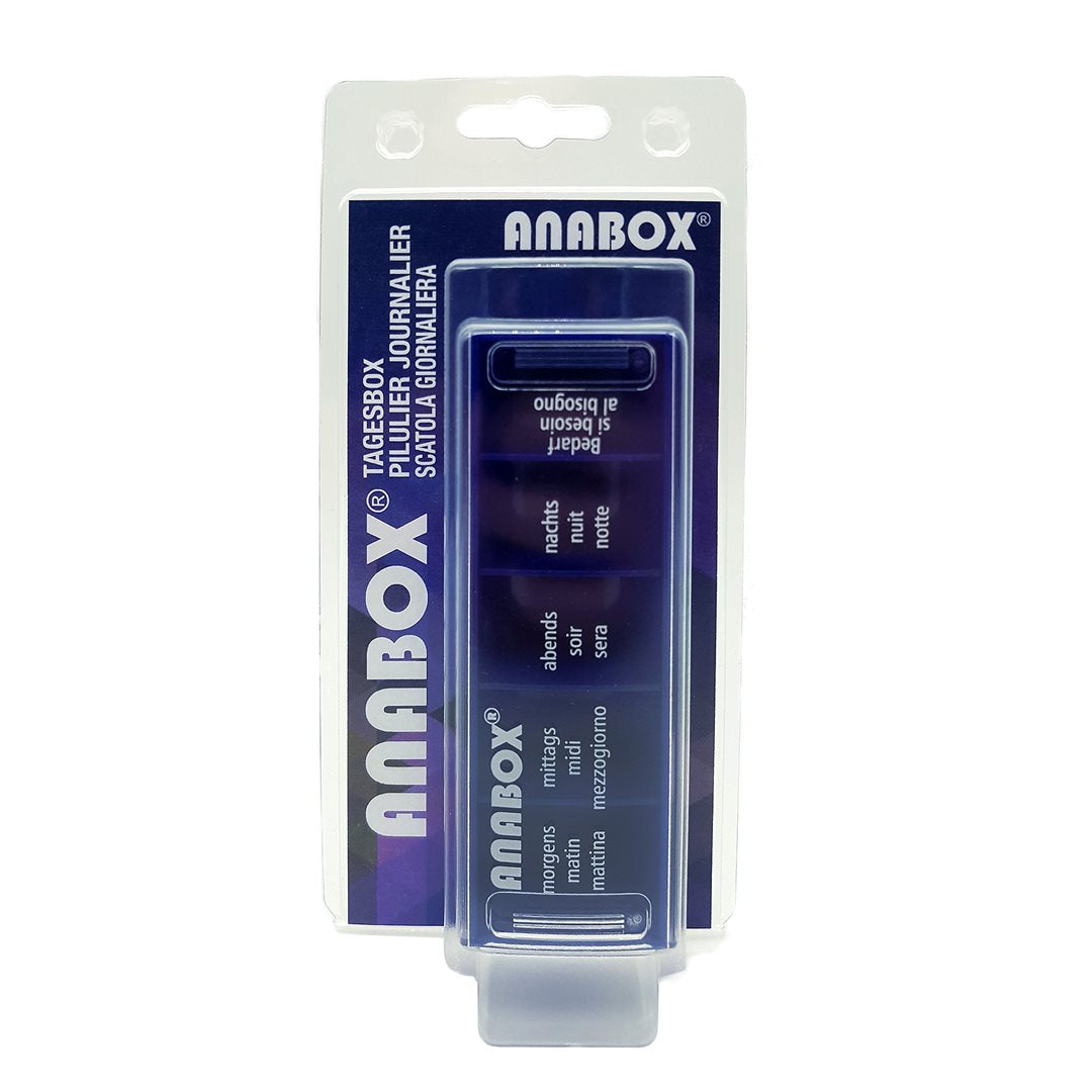 ANABOX Pilulier Journalier Bleu | Organisateur Médicaments Facile
