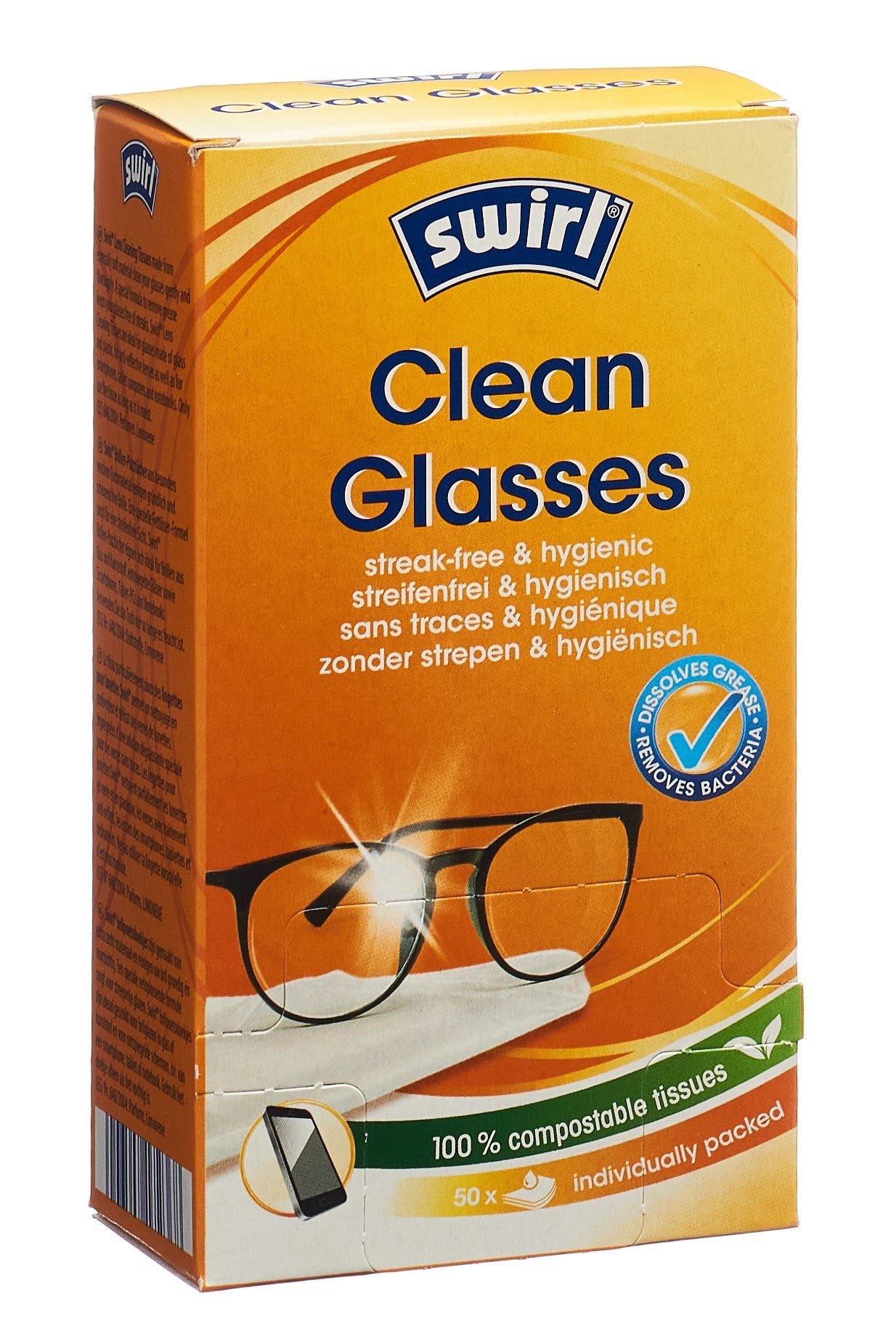 SWIRL Lingettes Nettoyantes Lunettes Anti-Buée 50 Pièces