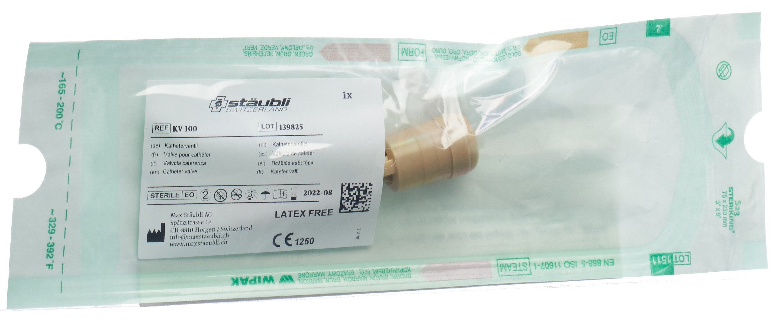 STÄUBLI Valve Cathéter KV 100 Mains Sûres | Dispositif Médical