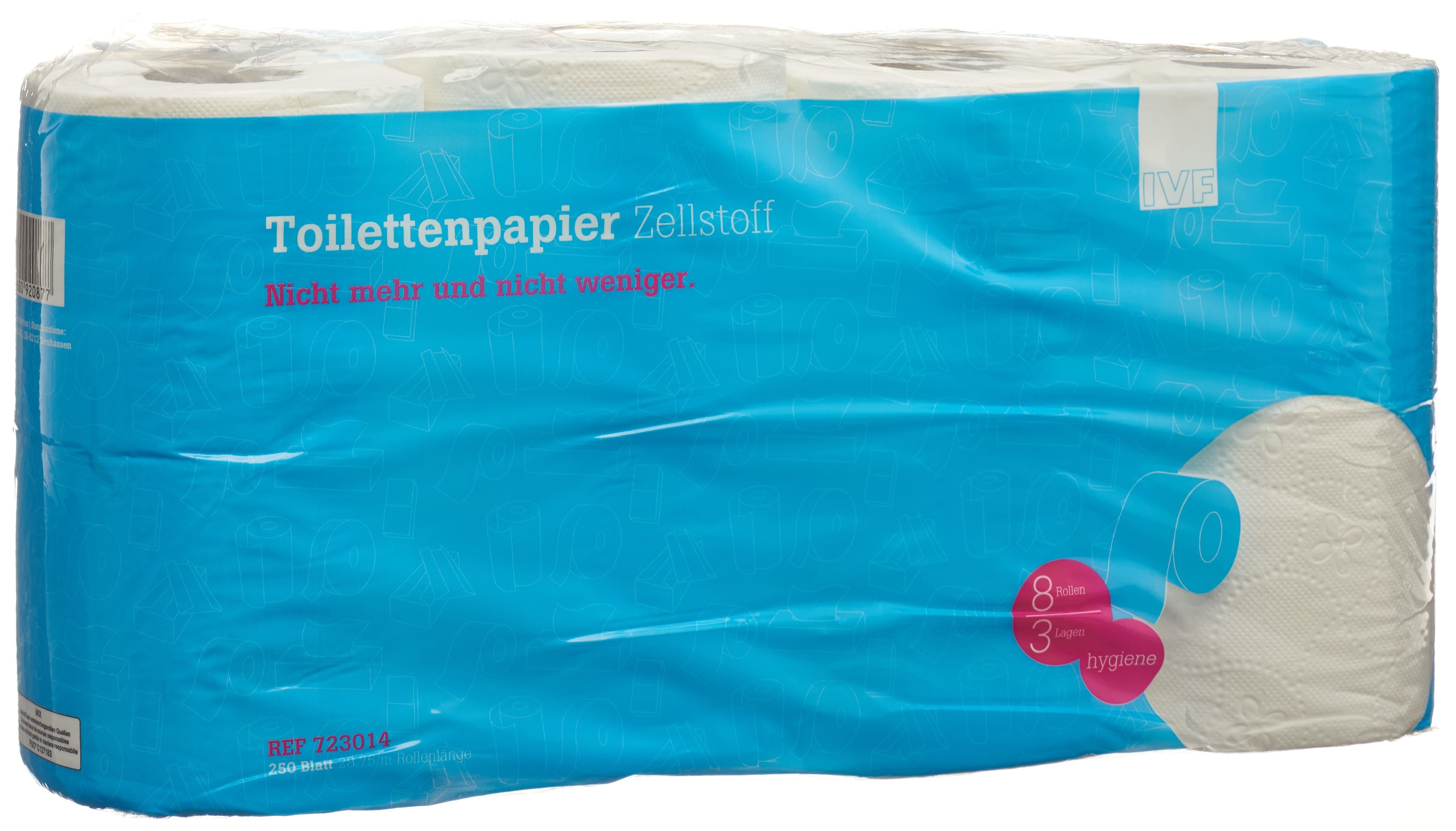 Papier Toilette IVF 3 couches 250 feuilles | Rouleau 8 pièces Douceur
