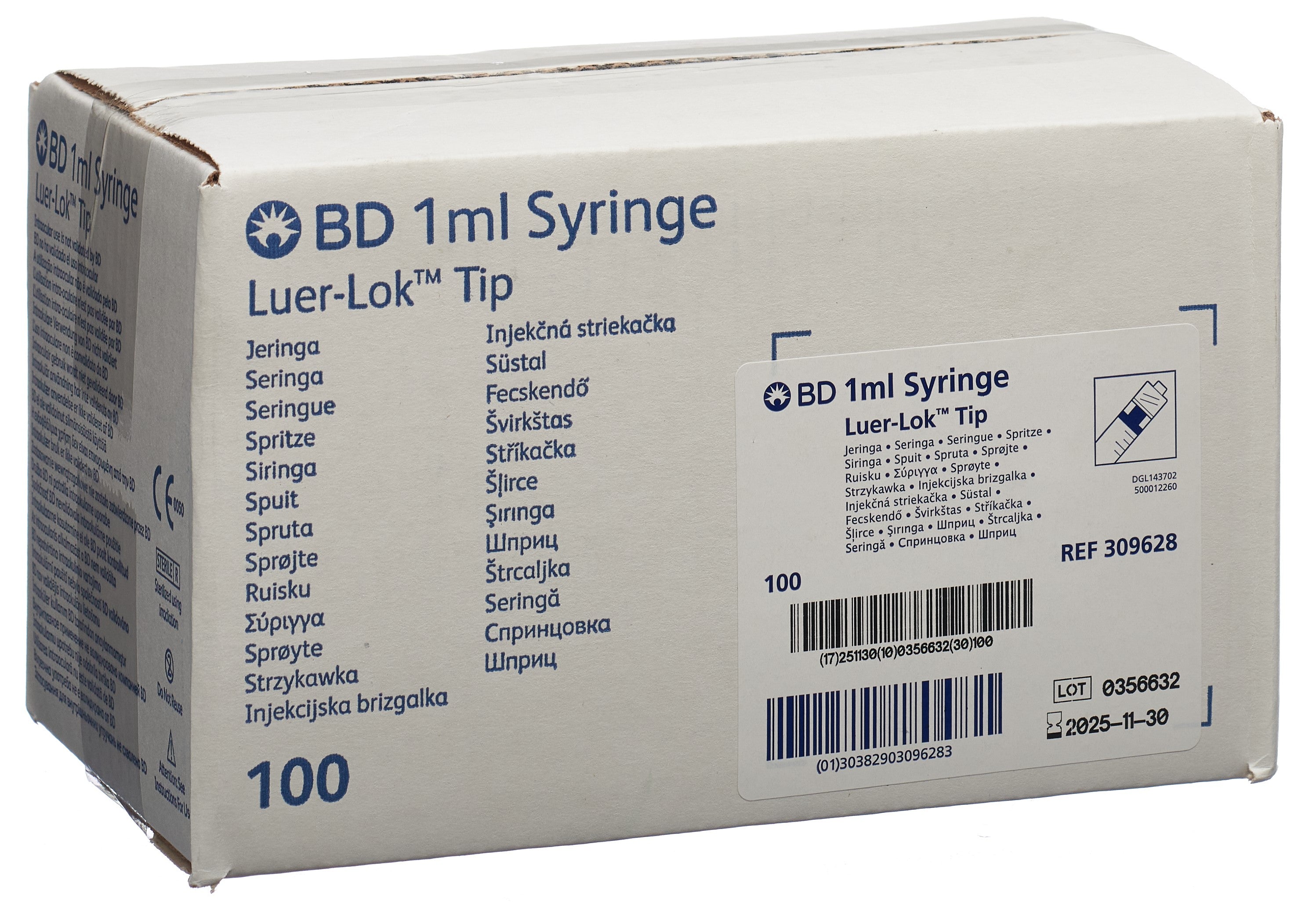 BD Plastipak Seringue 1ml Centrée Précision 0.01ml 100 Unités