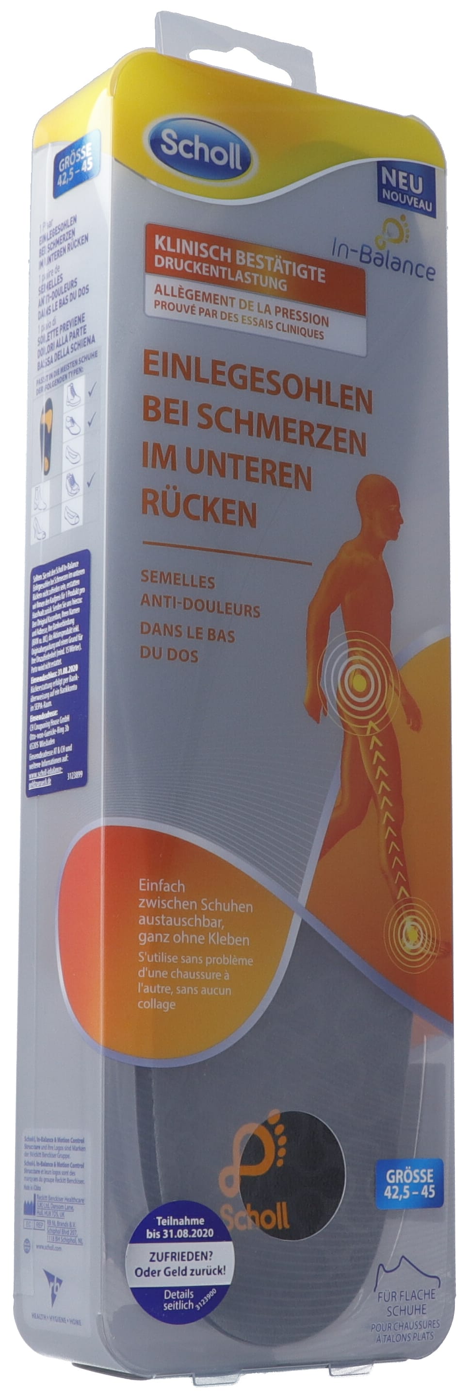 Scholl In-Balance Semelles Douleur Bas du Dos | Lot de 2 (42.5-45)