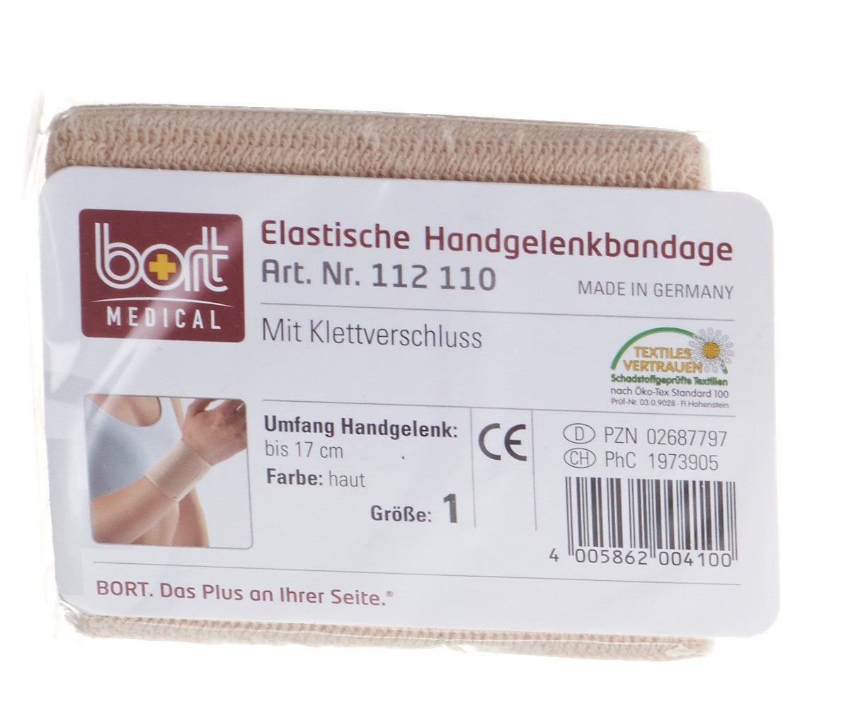 BORT Support Poignet Velcro 8cm Beige - Confort & Maintien | Taille 1 (17cm)