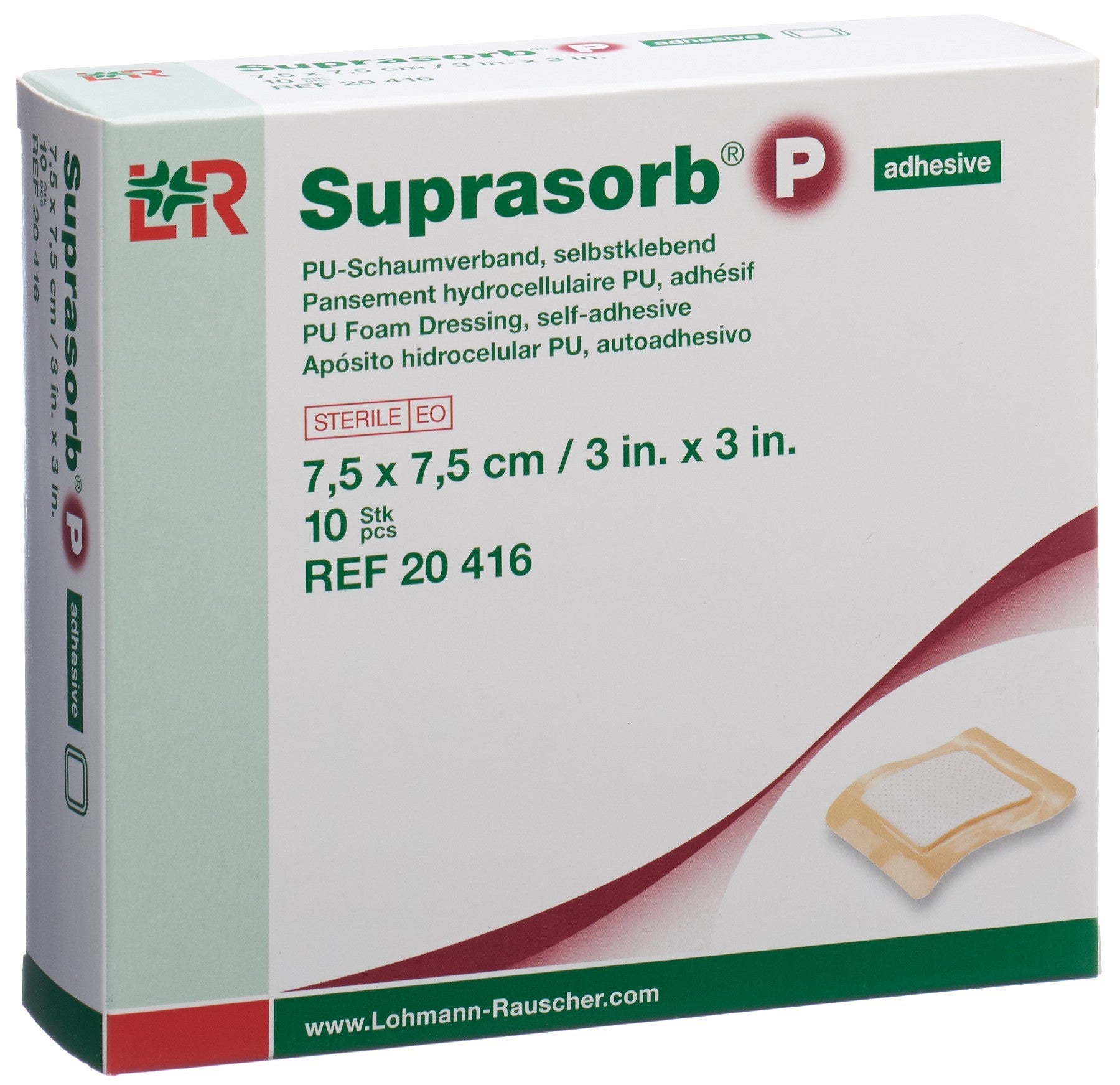 SUPRASORB P Pansement Mousse Adhésif 7.5x7.5cm 10 Pièces