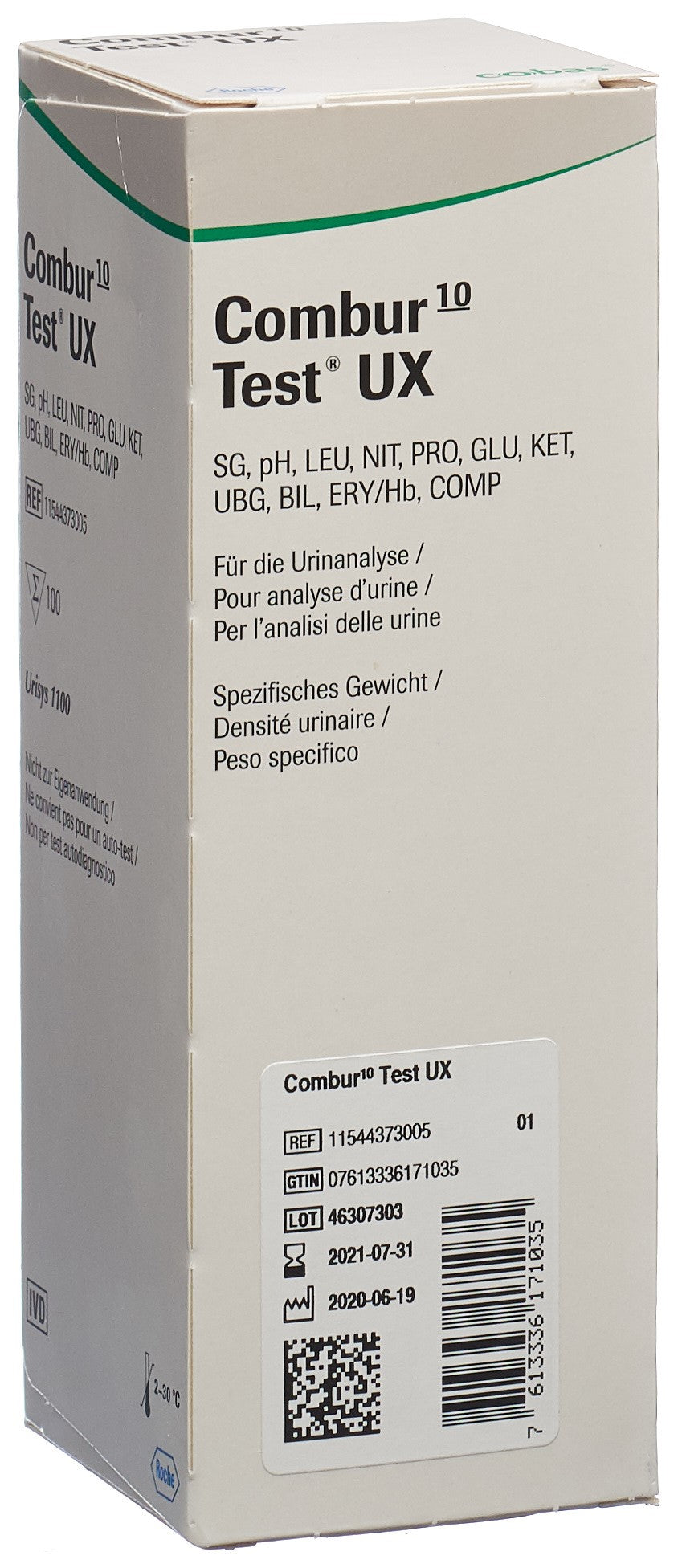 Combustest Bandelettes Urinaires 100 Pièces | Diagnostic Rapide