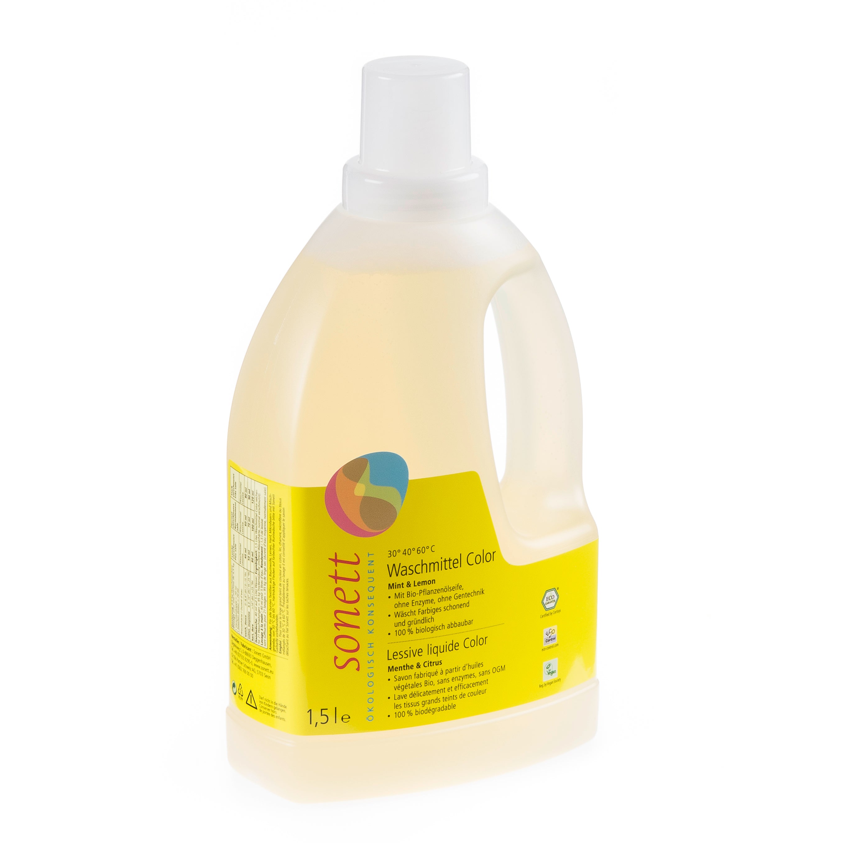 SONETT Lessive Liquide Couleur 20°-60°C - Linge Clair 1.5 L