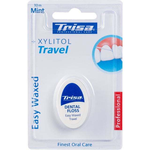 TRISA Easy Waxed Fil Dentaire Menthe Xylitol 10m Fraîcheur